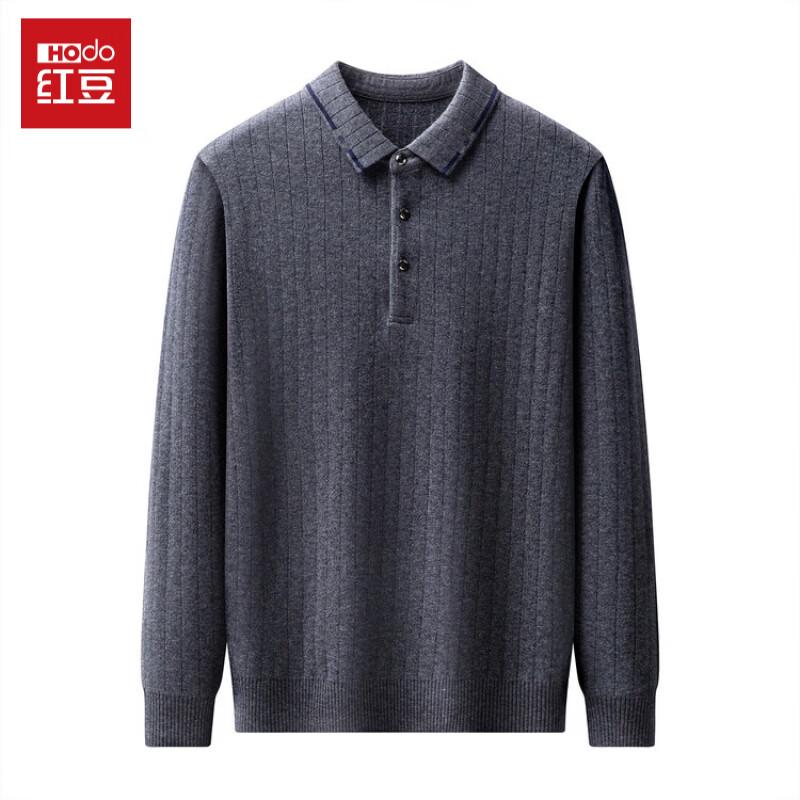 Hodo Men's 100% Merino Wool Thickened Polo Sweater