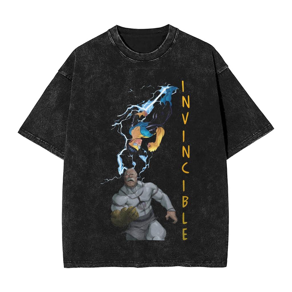 Lonely Viltrumite Invincibles Washed T Shirt Man Y2k Basic Cotton T Shirts Summer Crew Neck Leisure Tees Print Big Size Clothes