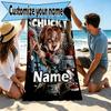 Custom Name Personalized Bride of Chucky Print Beach Towel, for Trip Camping Beach Party Home Decor, Birthday Gift for Family & Friends