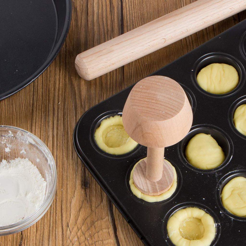 Stampo Mini Crostatina in Legno Battitore per Crostatine Lato Doppio Battitore per Pasticceria in Legno Spingitore Strumenti per Decorare utensili da forno e da cucina
