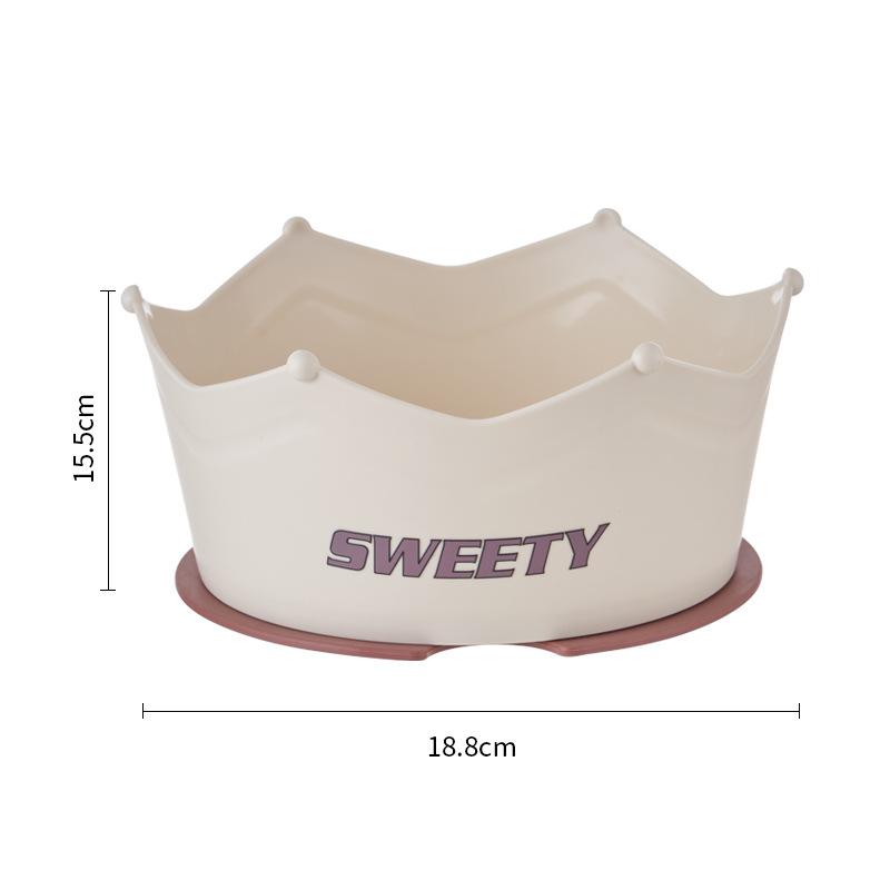 

1pc cat bowl anti slip and anti knock pet bowl slow food bowl licking plate large capacity dog bowl cat food bowl crown pet bowl белый