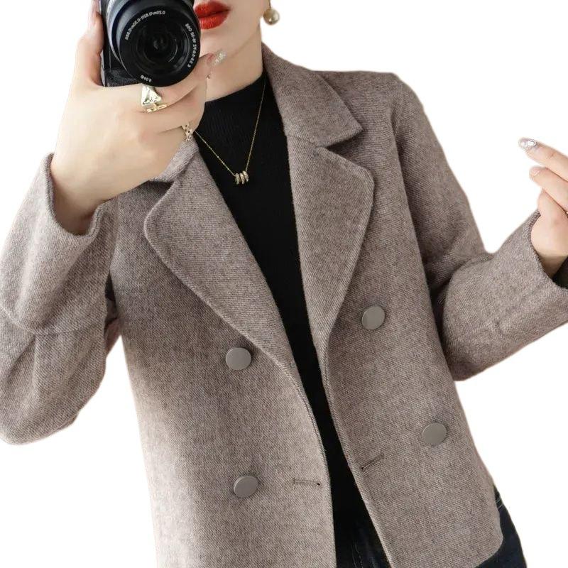 Double-faced Coat for Women, New Style for Autumn and Winter, Short Top, Long-sleeved Suit, Trendy and Fashionable Coat