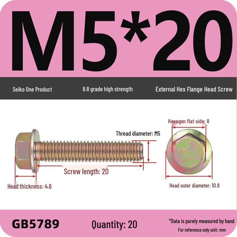 Verzinkter Sechskantflanschschraube mit Scheibe, Güte 8.8, M5-M12