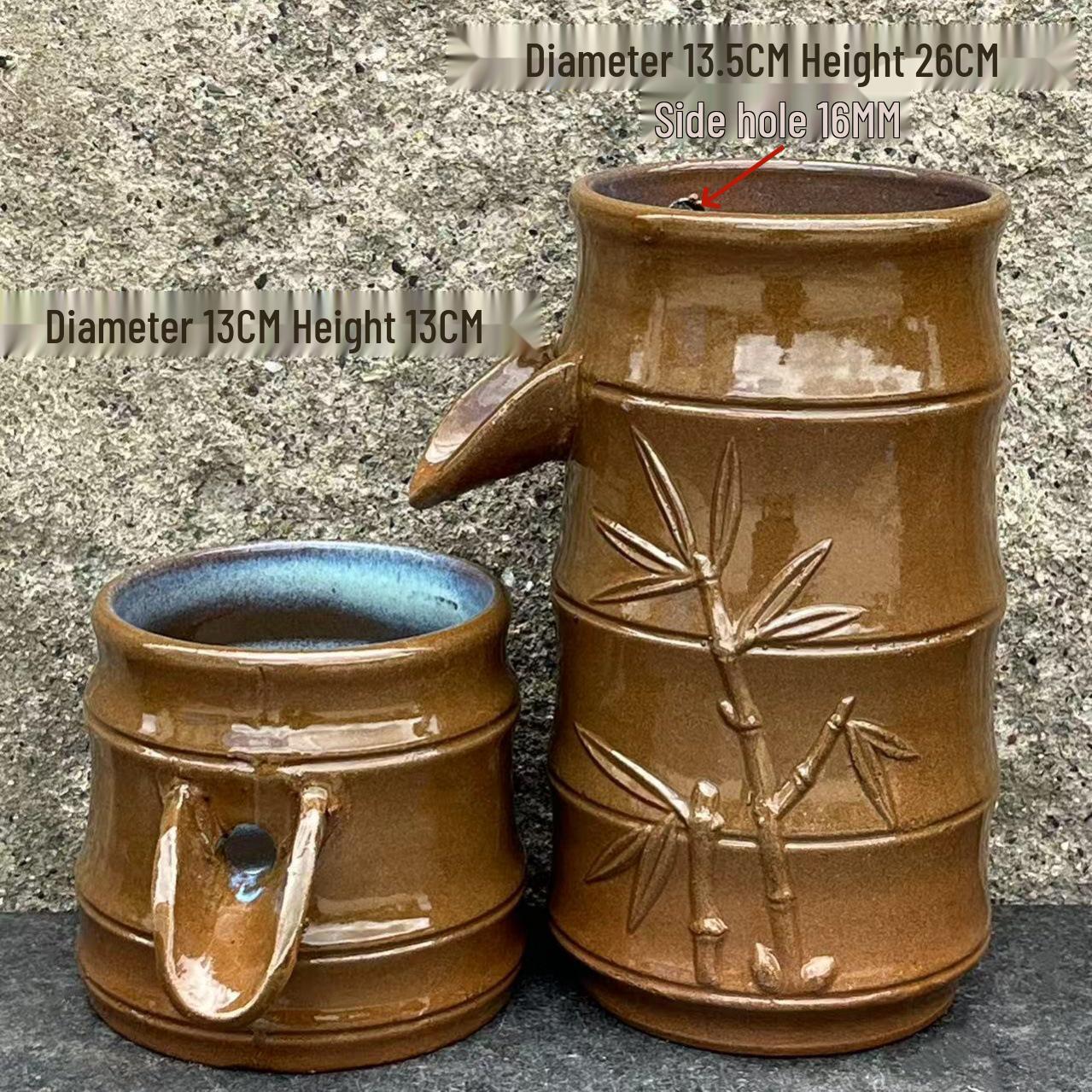 Бамбуковый сустав Грубая керамика Циркуляция воды Фильтрация Украшения 12W Water Pump with 1M Water Pipe