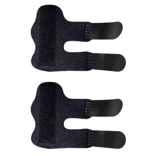 ZesMark Finger Supports (2-Pack) with Fixation Plates for All Fingers, Left and Right Finger Wraps (Black/Straight Two-Point Fixation Type)