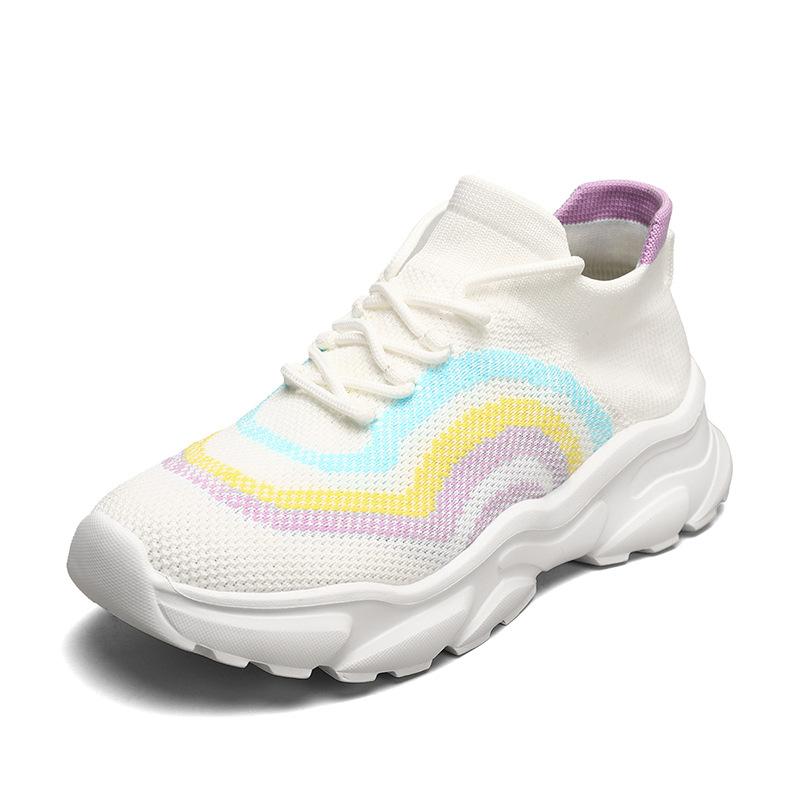 New breathable fly-woven couple shoes sports shoes female student running shoes