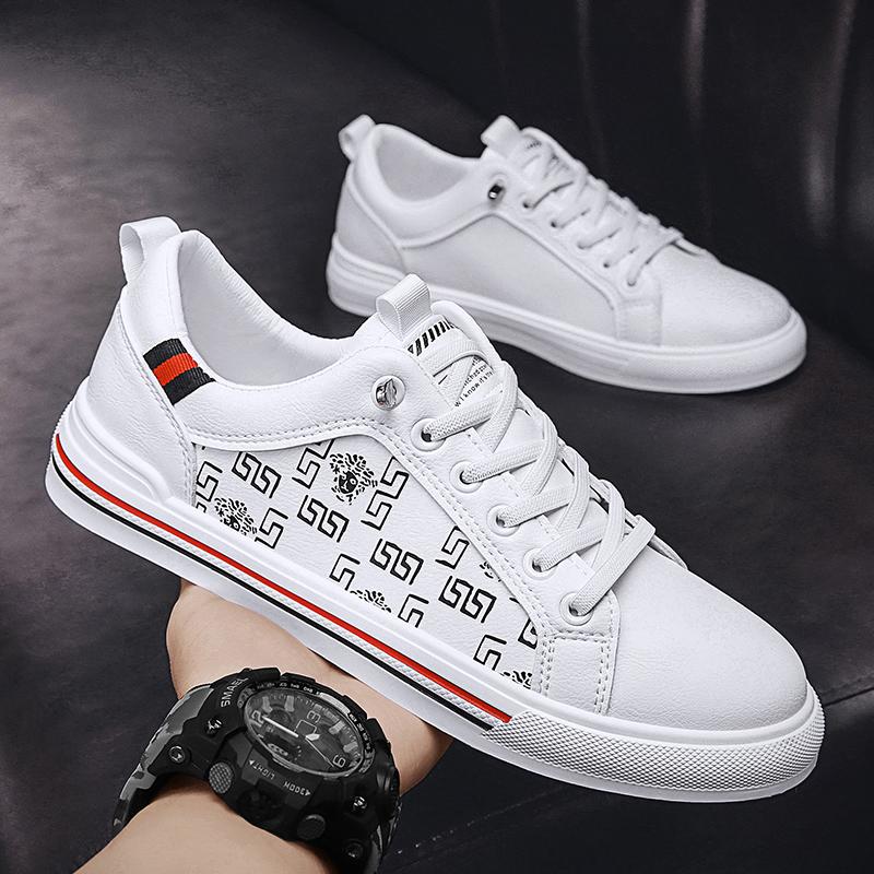 New Fashion Men Leather Casual Shoes Lightweight Breathable Flats Shoes Luxury Men's Outdoor Walking Sneakers 2025 New Men