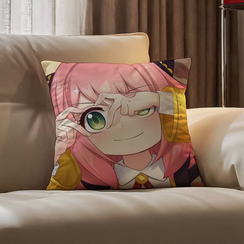 Anya Forger Pillow Case Anti-dustmite Pillowcase Invisible Zipper Silky Short Plush Sofa Cushion Cover