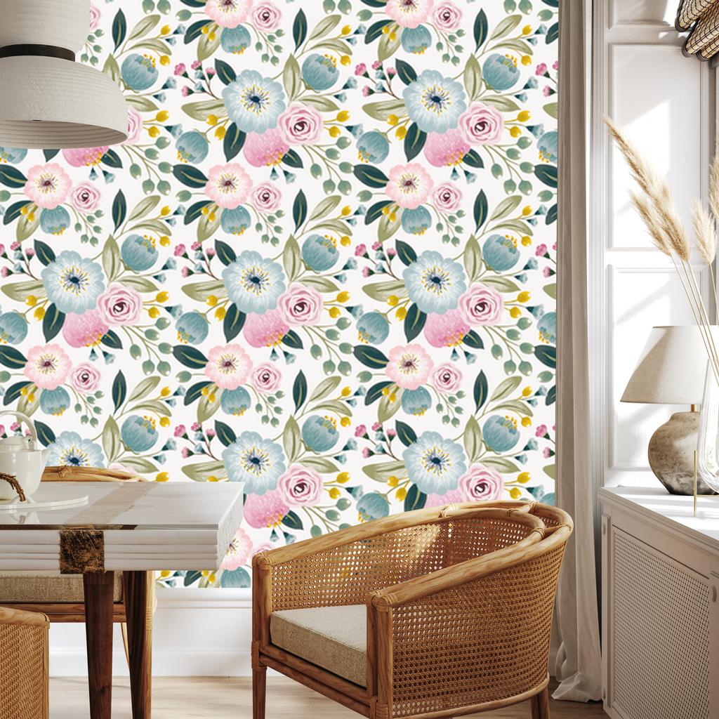 Colorful Spring Flowers Wallpaper for Living Room and Bedroom 50x1000
