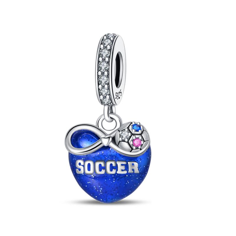 Copper Love Football Cup Charms Bead Family Travel Beer Sport Pendants Fit Bangle Bracelet Necklace Jewelry