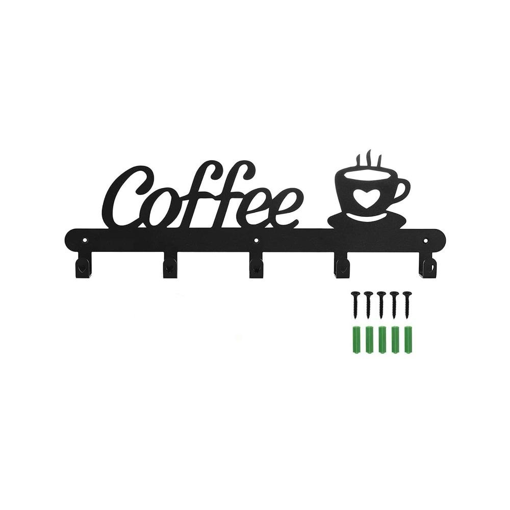 Metal Coffee Cup Holder Wall Mount Rack, 1pc, Iron Art Kitchen Storage Organizer, Barware