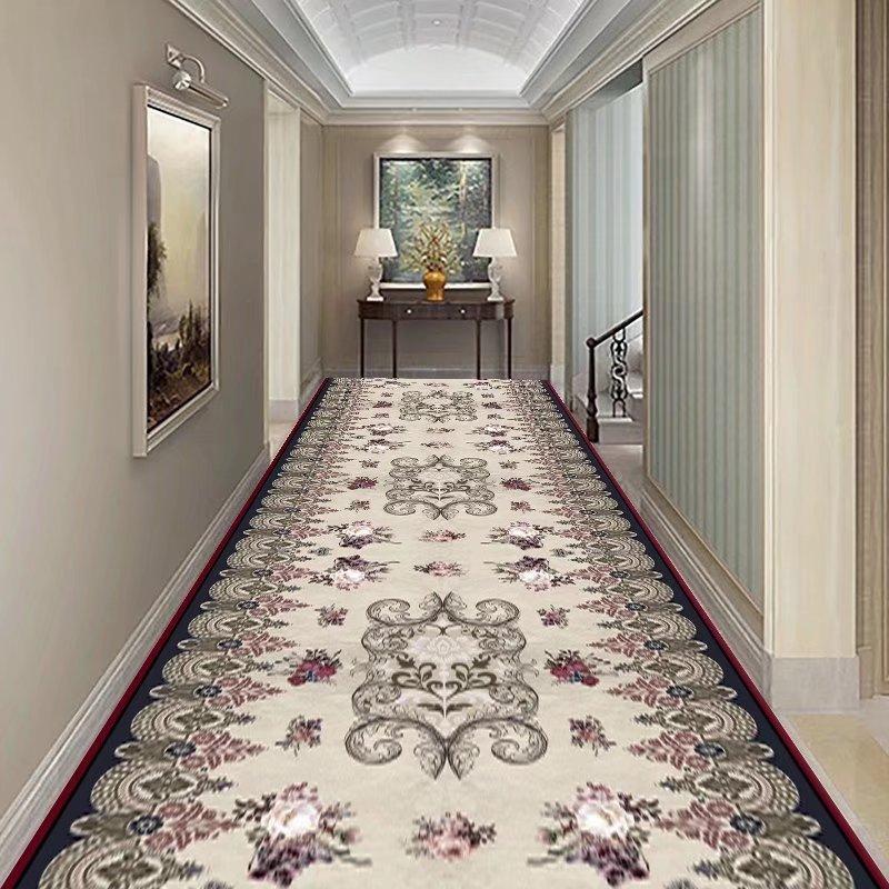 Retro European Long Corridor Carpet Runner Washable Strip Rug for Home Hotel Hallway Decor Villa Stairway Floor Mats