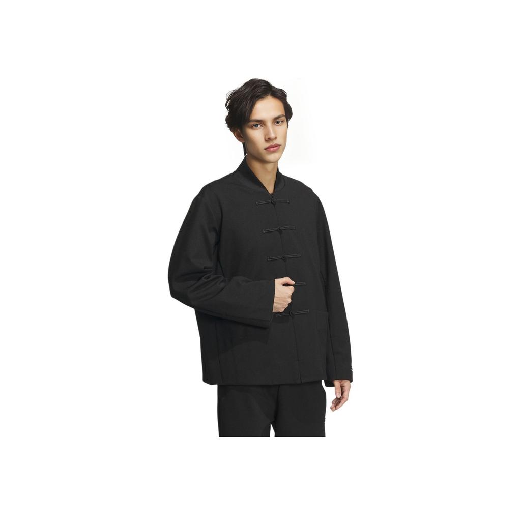 Adidas Classic Striped Button Casual Jacket Unisex Tops Black JE1117