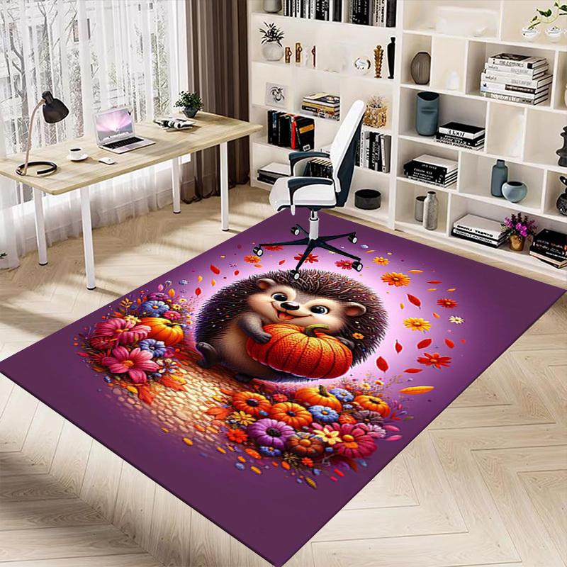 1PC Hedgehog, Pumpkin Extra Large Non Slip Floor carpet, Office, family, bedroom, Studio Large Area Rug Indoor Rugs, Vibrant Colors