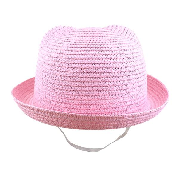 2018 Summer Baby Ear Decoration Lovely Children Character Solid Kid Floppy Panama Straw Hats Girls and Boys Sun Hat