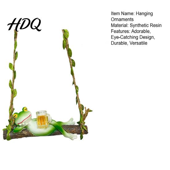 Garden Hanging Decorations Creative Frog On a Swing Ornament Cute Resin Decor