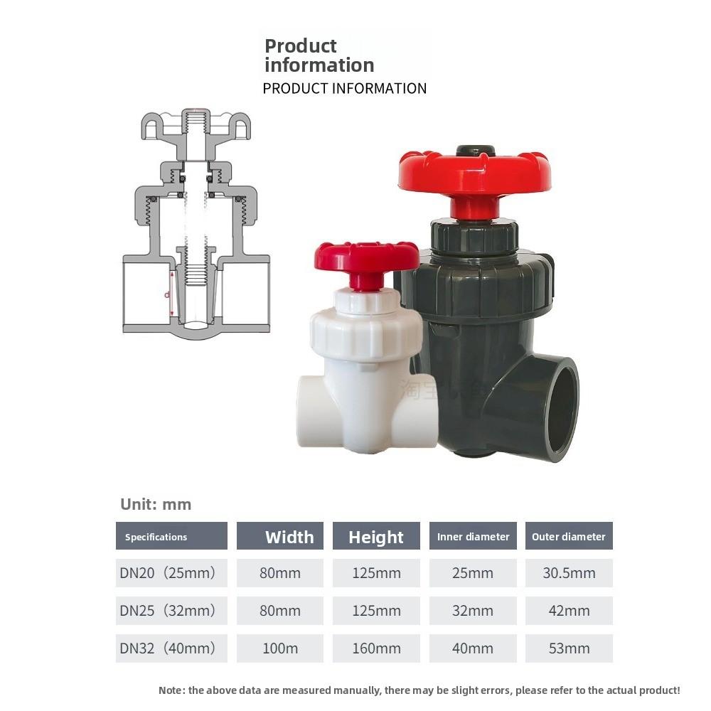 20/25/32/40/50/63mm Hi-quality UPVC Gate Valve Garden Irrigation Aquarium Accessories Precision Flow Control PVC Sluice Valve