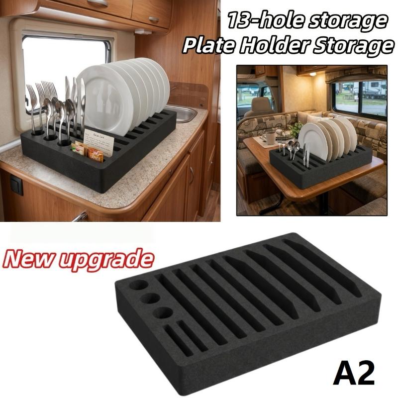 RV Cup Holder 8/13 Slot Foam Space Saving Rack Multi-Function Drink Mug Storage for Caravan Camping Travel