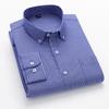 100% Cotton Striped Shirt Soft Comfortable Long Sleeve Business Men Office Casual Shirt with Pocket Slim Fit