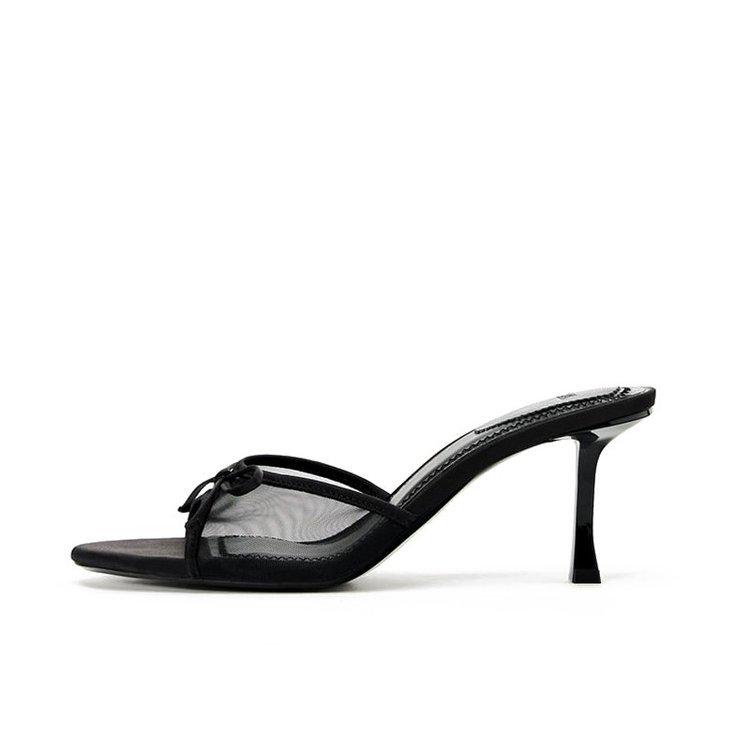 Mesh Breathable Women's High Heel Size 42 Bowknot Round Toe One-Strap Sandals