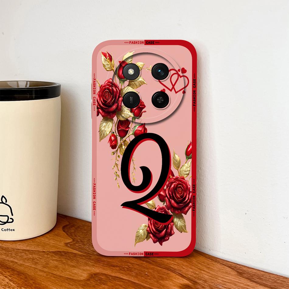 For Honor Magic 7 Lite Case For Magic 8 Lite Rose Letters Soft Phone Back Cover For Magic7 Magic8 Lite Liquid Silicone Fundas