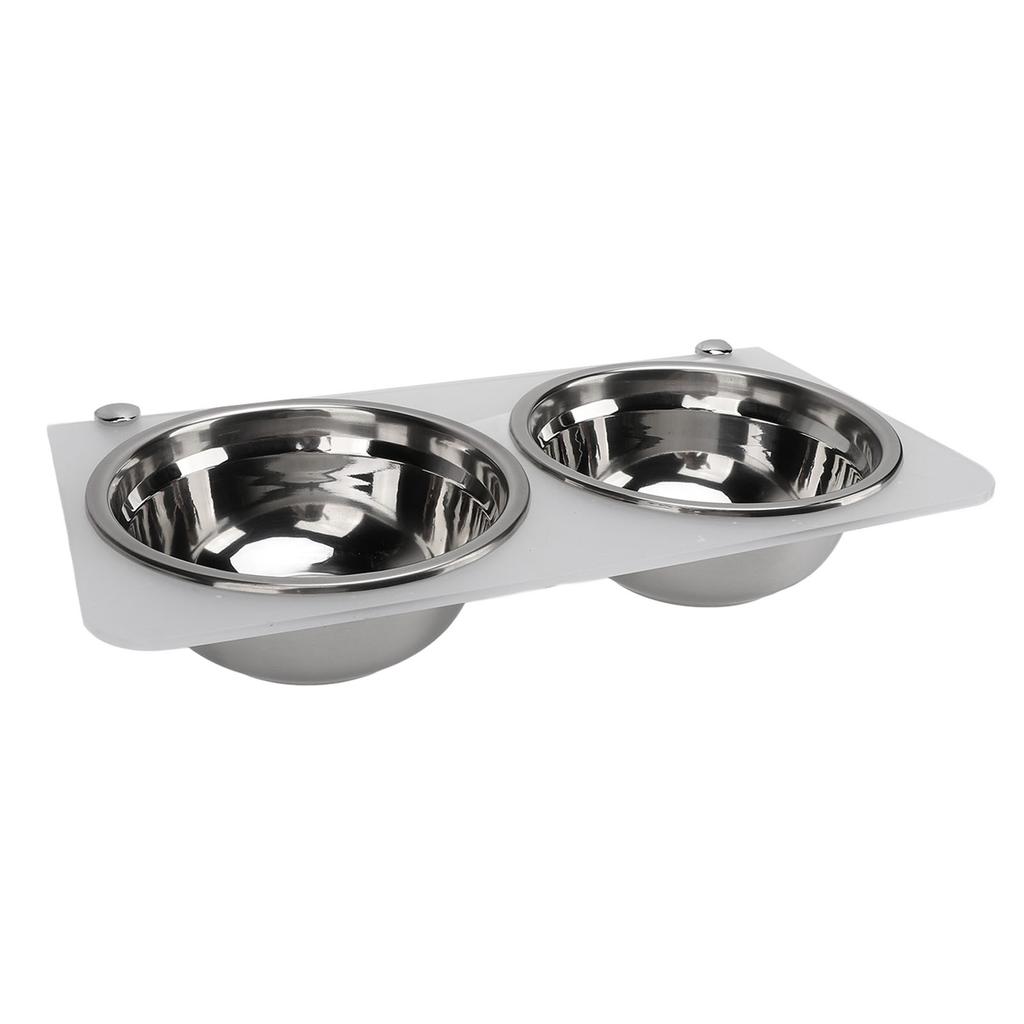 0.8L Wall Mounted Dog Feeder Stainless Steel Raised Dog Food Water Bowls Elevated Hanging Puppy