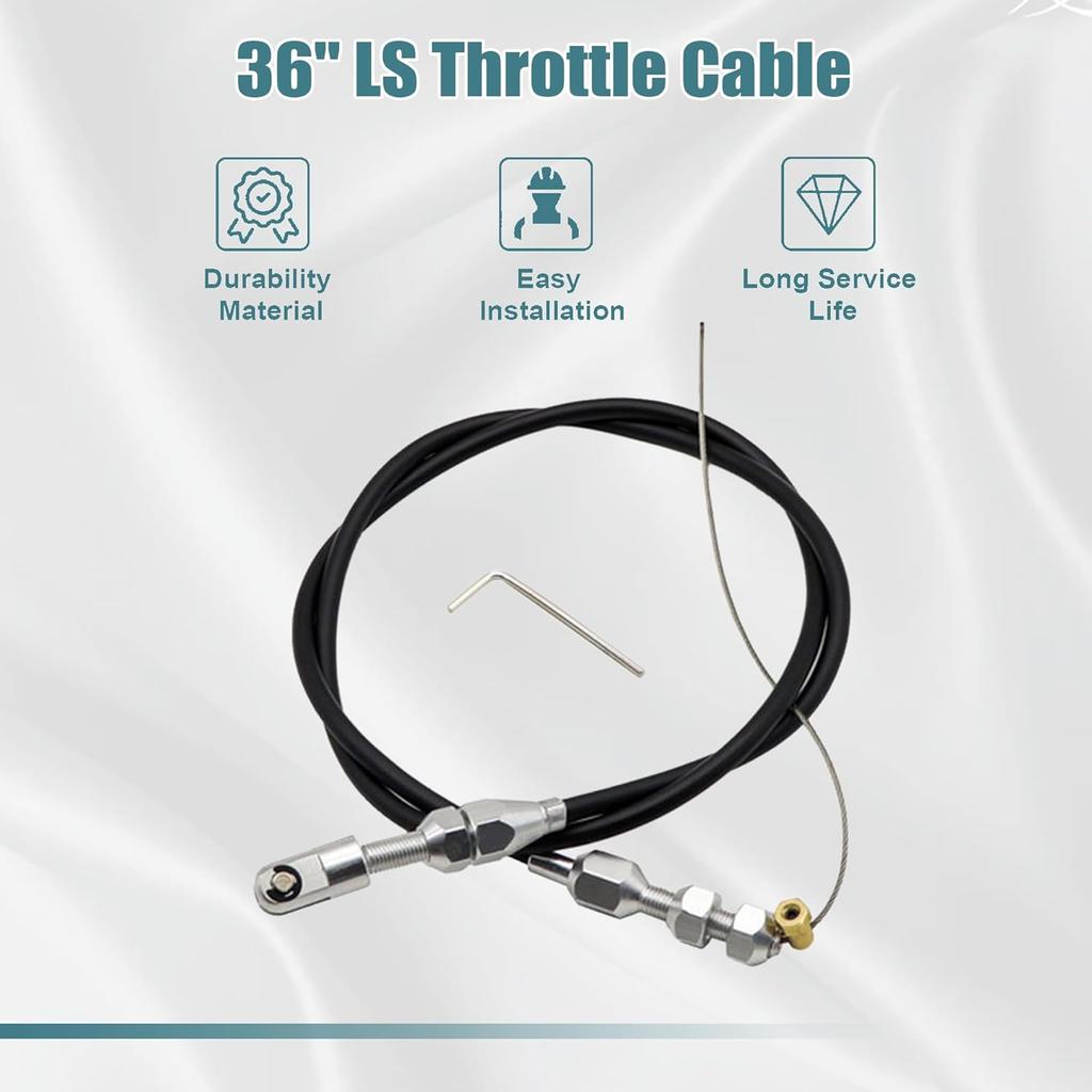 GXARTS 36" LS Throttle Cable Compatible With Chevrolet 1997-2007 LS1 Engine 4.8L 5.3L 5.7L 6.0L LS Swap Fuel Line Kit Carburetor Accelerator Cable