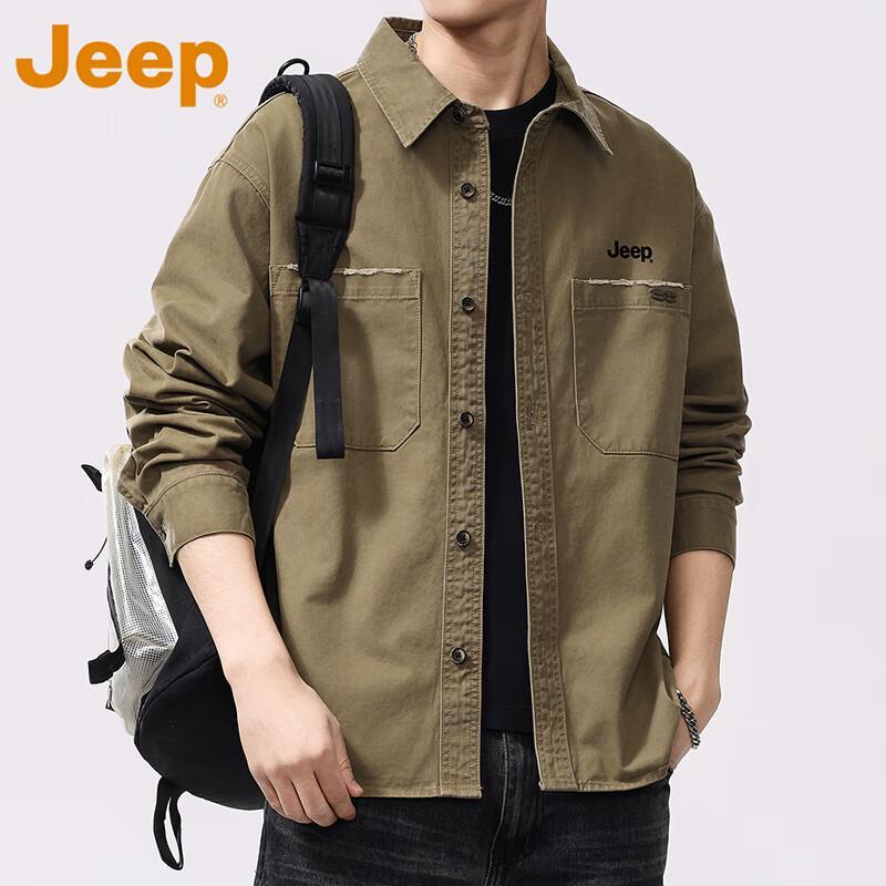 JEEP Men s Solid Color Long Sleeve Casual Shirt 2XL