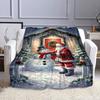Santa Building Snowman In Festive Yard Patterned Flannel Blanket Perfect for the Bedroom Living Room, Sofa, or a Little Nap