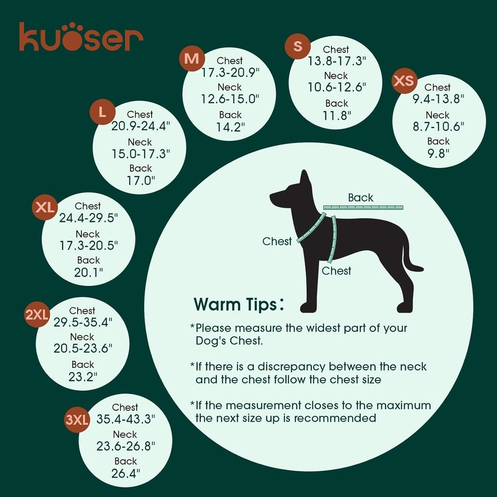 Kuoser Reversible Dog Coat – Warm Fleece & Quilted Waterproof Dog Jacket, Double-Sided Cold Weather Dogs Winter Coat with Harness Hole, Windproof