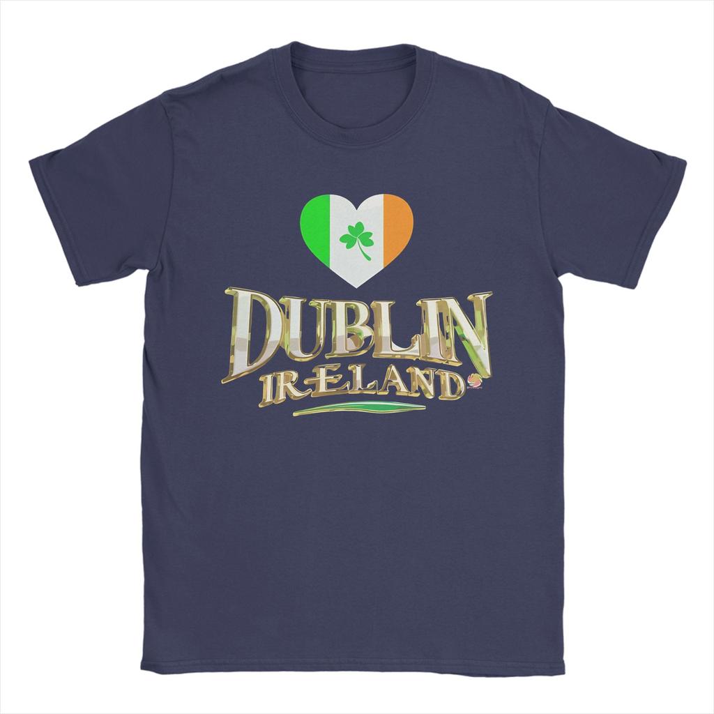 Dublin Ireland with Tricolour Love Heart T Shirt Summer Leisure T Shirts Unisexs Cotton O Neck Plus Size 5XL Tees Short Sleeve Tops