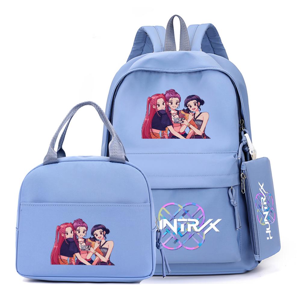 4-teiliges/Set Cartoon Anime K-Pop bedruckter Rucksack mit Federmäppchen Handtasche für Teenager Schüler Junge Mädchen Schultasche Schultasche Große Kapazität Reisetasche