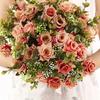 Rose Wedding Artificial Flower Bridal Bouquet Diy Wedding Home Table Center Decoration Simulation Plant Shoot Prop Fake Flower