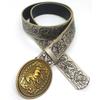 Floral Engraved PU Belt for Jeans Women Vintage Horse Pattern Buckle Waist Belt