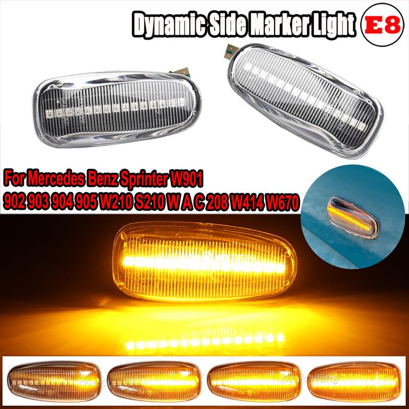 2x LED Dynamic Side Marker Sequential Turn Signal Light For Mercedes-Benz E-Class W124 V-Class W638 C-Class W202 Sprinter W901