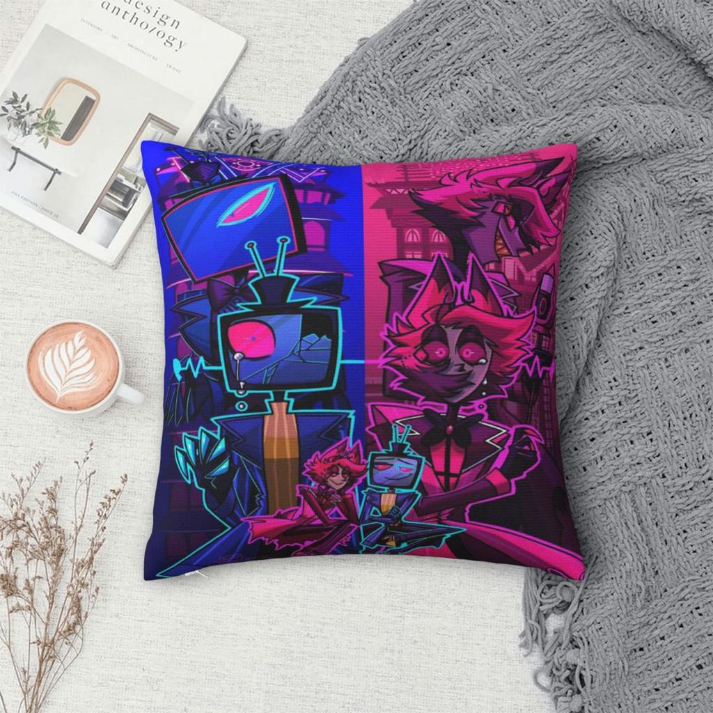 Hazbines Hoteles Alastor Vox 2 Printing Pillowcases Cushion Cover Throw Pillow Cover Y2K Bedroom Decor Zippered Multi-Size