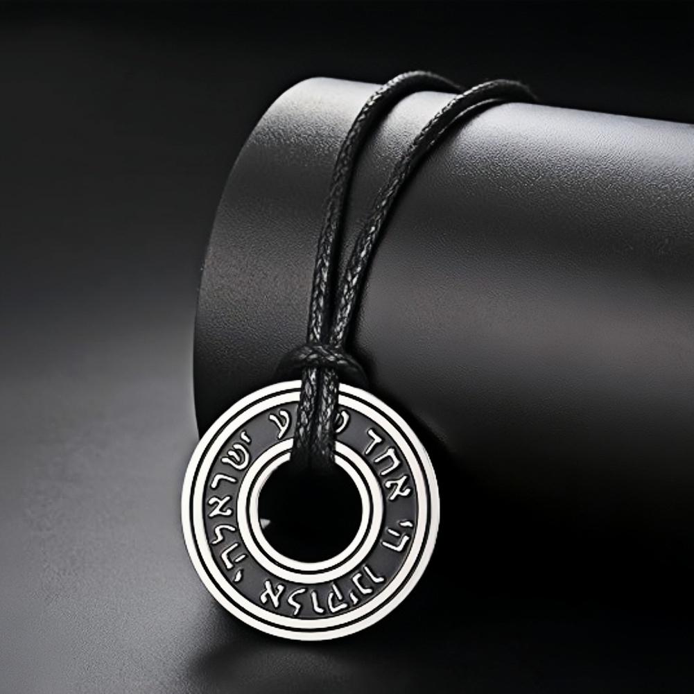 Dreamtimes Shema Yisrael Necklace Je Prayer Hear O Necklace Stainless Steel Hebrew Pendant Religious Vintage Jewelry for Men