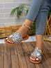 2025 summer new leopard print soft bottom casual one-word with set toes European and American fashion personalized women's slippers