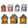 Xmas Luminous Wooden House Hotel Christmas Tree Window Decoration Pendant Ornaments DIY Gift
