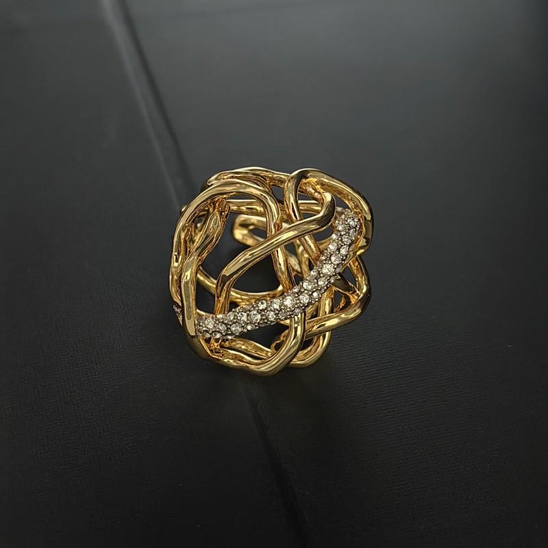 Adjustable Geometric Ring Women Men Vintage Inspired Minimalist Statement Jewelry Copper Electroplated Gold Tone