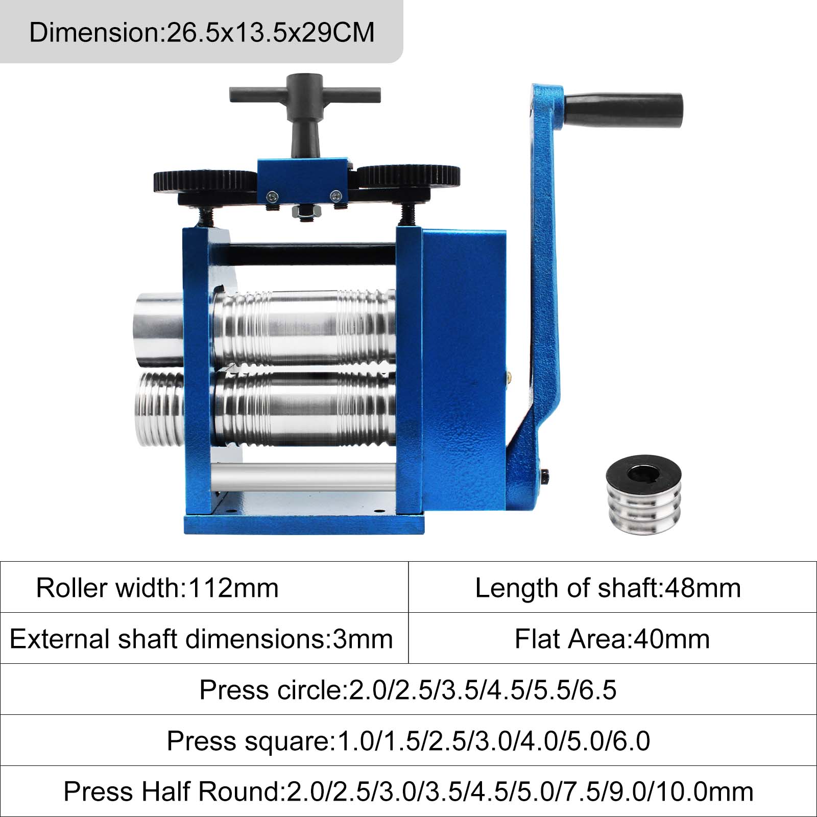 

Передаточное число 1 машины прокатного стана для ювелирных изделий:2,5 проволочный роликовый стан толщиной 0,1-7 мм, ручной комбинированный прокатный стан для металлических ювелирных листов, квадратный