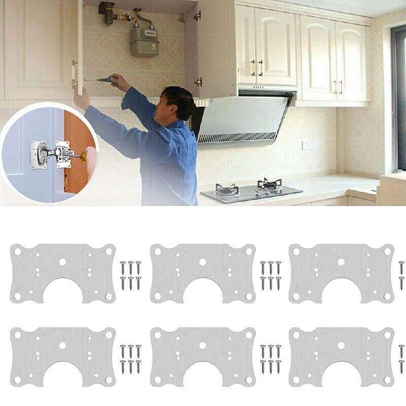 2/4/6/8/10pcs Stainless Steel Hinges Cabinet Door Fixing Plate Repair Mounting Gaskets Kitchen Cupboard Furniture Hardware