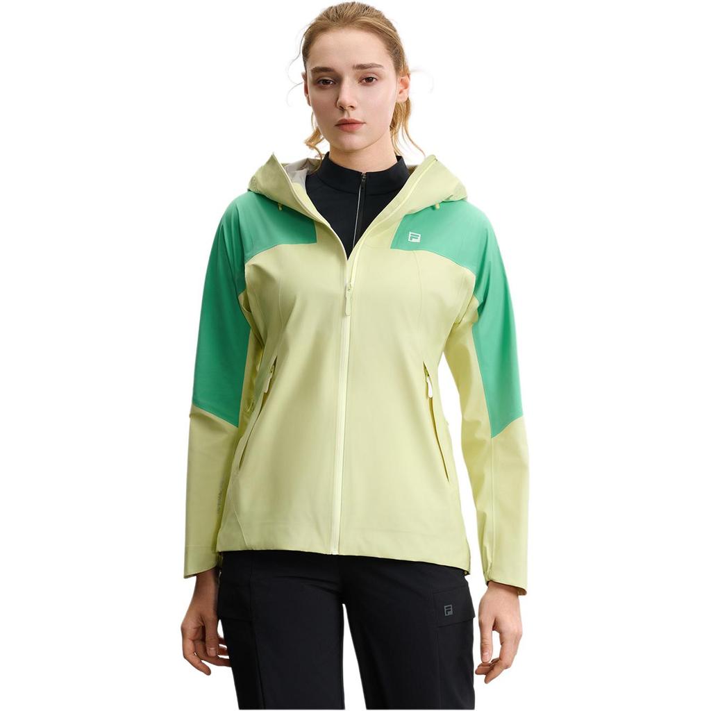 FILA Explorer Outdoor Series Color Block Hooded Long Sleeve Waterproof Warm Jacket Women Jacket Light-Yellow A11W527703F-YE