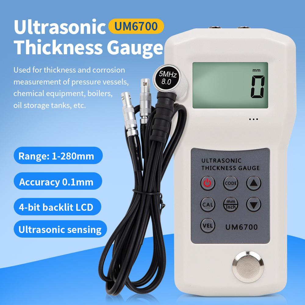 UM6800 Ultrasonic Thickness Gauge Metal Testing 1-260 mm Meter Steel Tester Pipe, Boilers, Oil Storage Tank Thick Measuring Tool