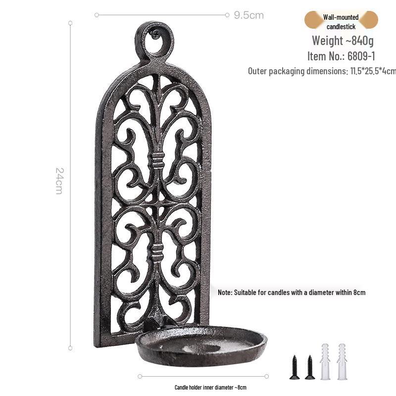 European Retro Geometric Wall-Mounted Candle Holder for Hotel and Restaurant Décor