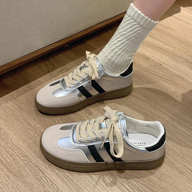 Móda Nové Dámské Tenisky Jaro Podzim Móda Vulkanizovaná Obuv Venkovní Ležérní Sportovní Běžecká Obuv Dívčí Luxusní Značka Šněrovací Ploché