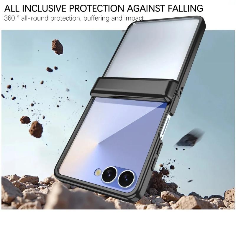 Elektroplettert hengsel Full beskyttelsesdeksel for Samsung Galaxy Z Flip 7 6 5 Flip7 FE Flip6 Flip5 med beskyttelsesdeksel av herdet film