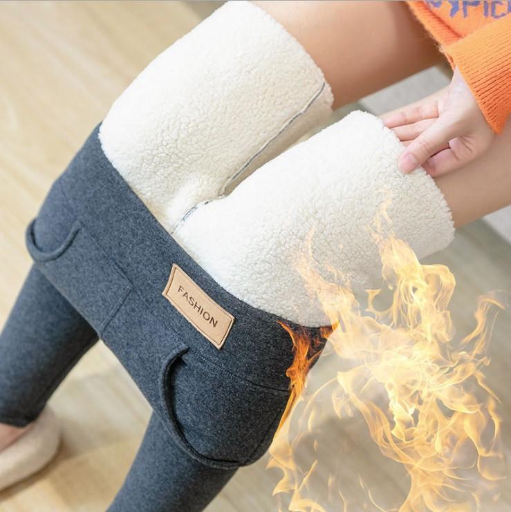 Women's Winter High Waisted Leggings with Added Fleece and Thickened Lamb Wool Leggings for Warmth