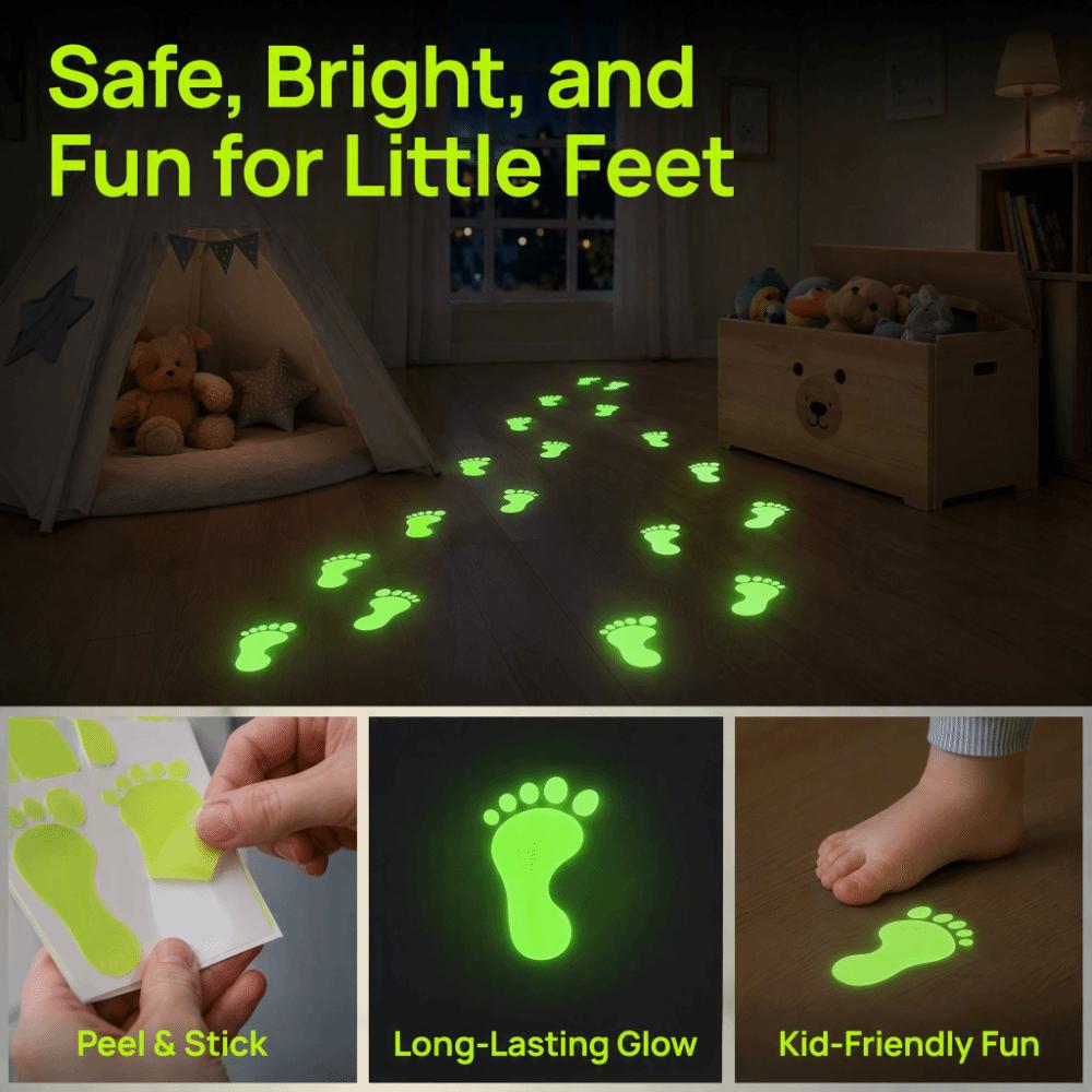 Waterproof 2D Flat Footprint Sticker Self-Adhesive Non-Slip Glow In The Dark Stickers Removable Unique Floor Wall Stickers