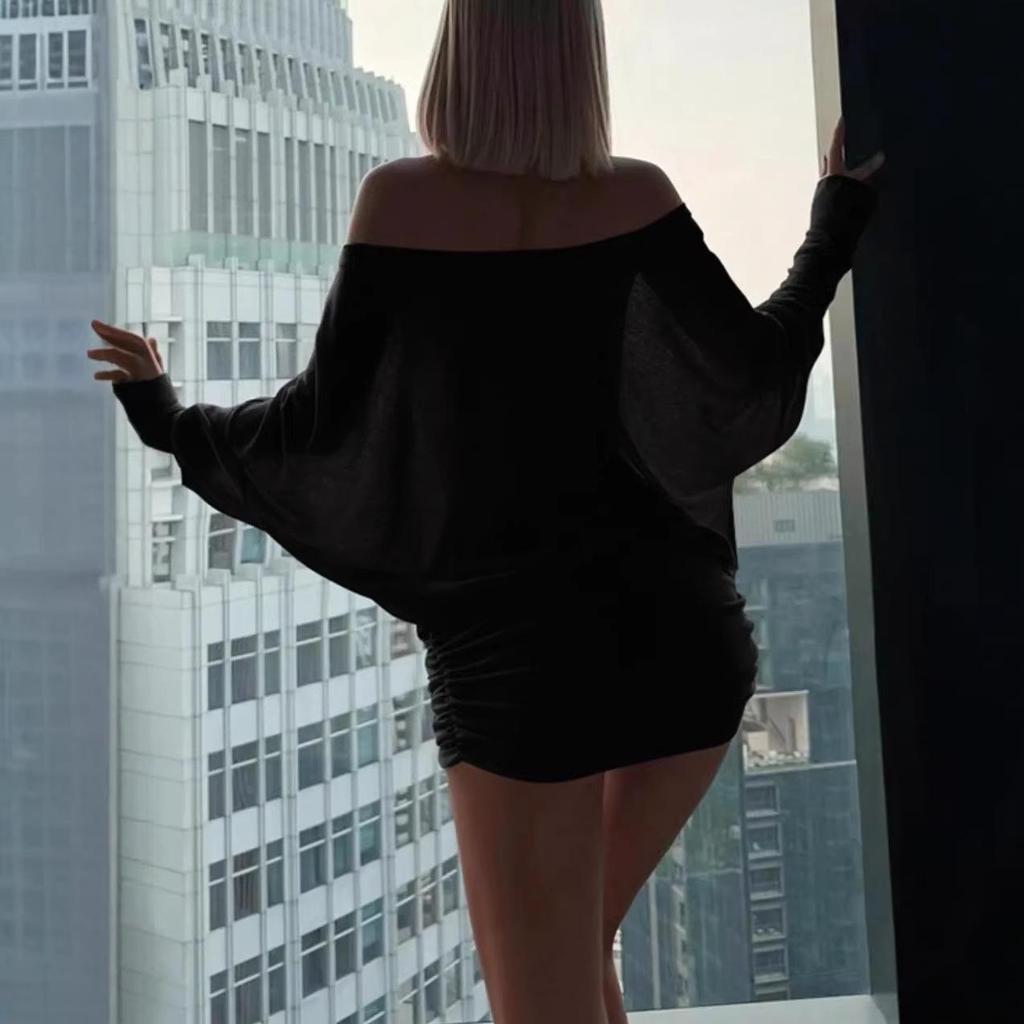 2026 Spring European-Style Sexy One-Shoulder Strapless Bodycon Dress